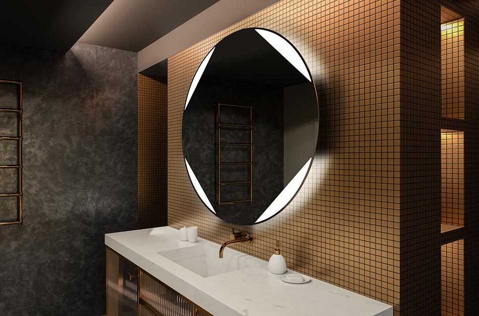 Στρογγυλός καθρέφτης LED με οπίσθιο φωτισμό ιδανικός για ατμοσφαιρικούς εσωτερικούς χώρους | ARTFORMA