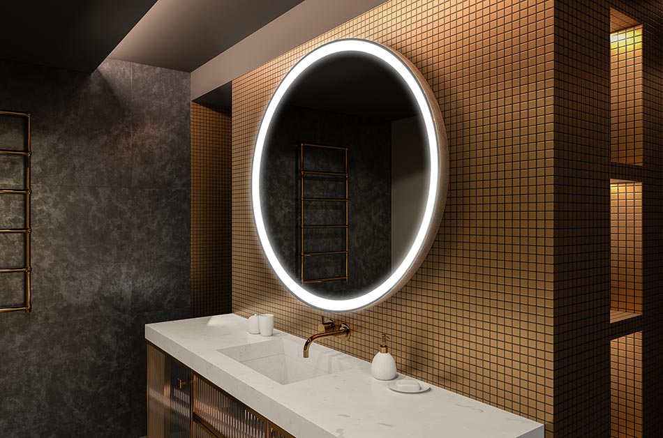 Μοντέρνος στρογγυλός καθρέφτης με απαλό φωτισμό LED σε premium στυλ | ARTFORMA