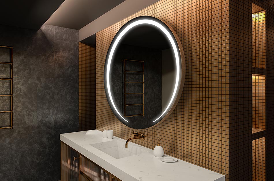 Μοντέρνος στρογγυλός καθρέφτης με απαλό φωτισμό LED σε premium στυλ | ARTFORMA