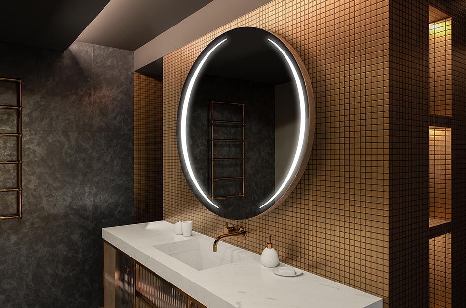 Μοντέρνος στρογγυλός καθρέφτης με απαλό φωτισμό LED σε premium στυλ | ARTFORMA