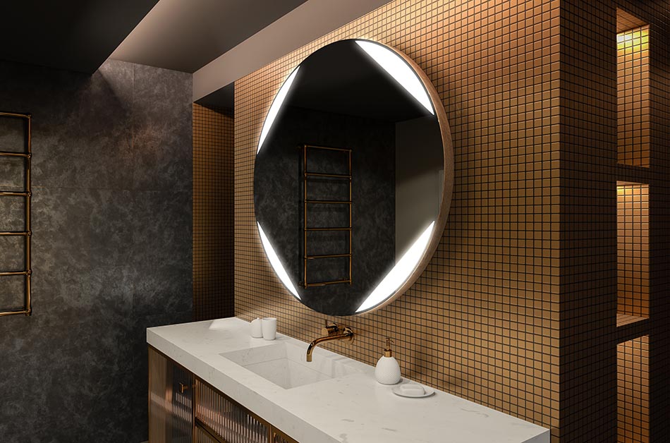 Μοντέρνος στρογγυλός καθρέφτης με απαλό φωτισμό LED σε premium στυλ | ARTFORMA