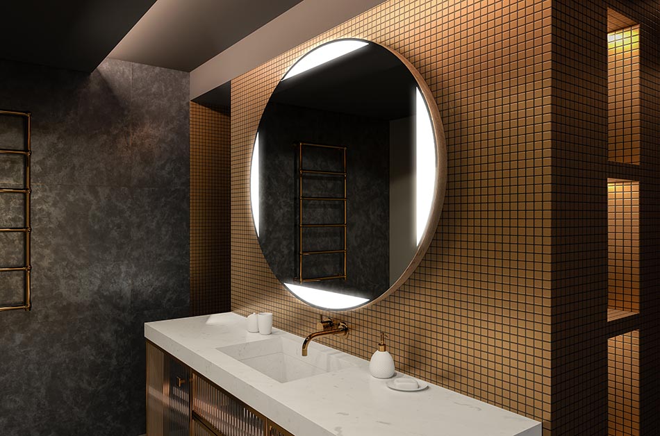 Μοντέρνος στρογγυλός καθρέφτης με απαλό φωτισμό LED σε premium στυλ | ARTFORMA