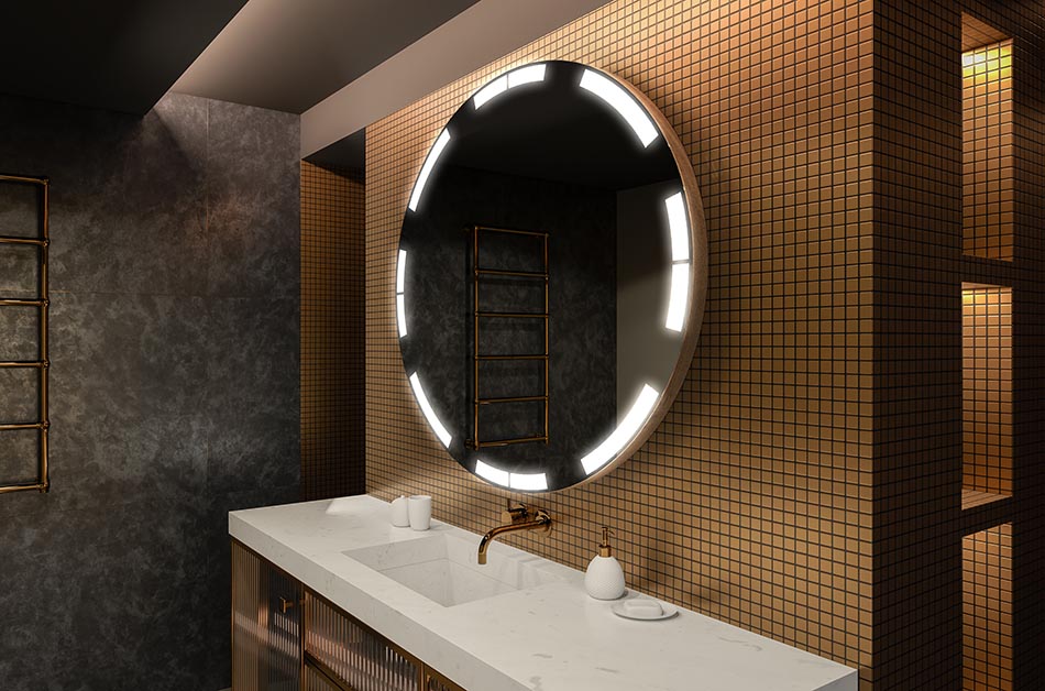 Μοντέρνος στρογγυλός καθρέφτης με απαλό φωτισμό LED σε premium στυλ | ARTFORMA