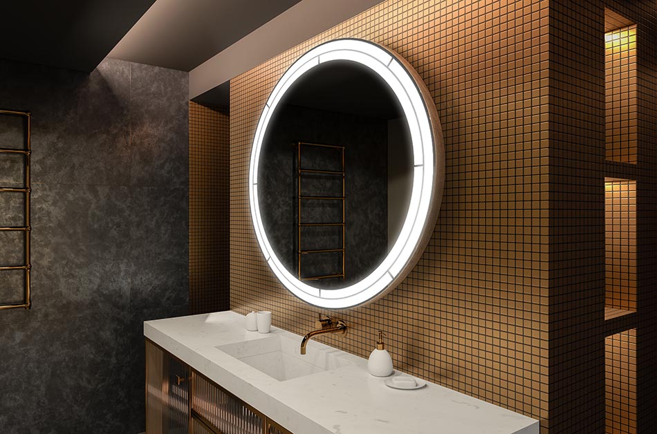 Μοντέρνος στρογγυλός καθρέφτης με απαλό φωτισμό LED σε premium στυλ | ARTFORMA