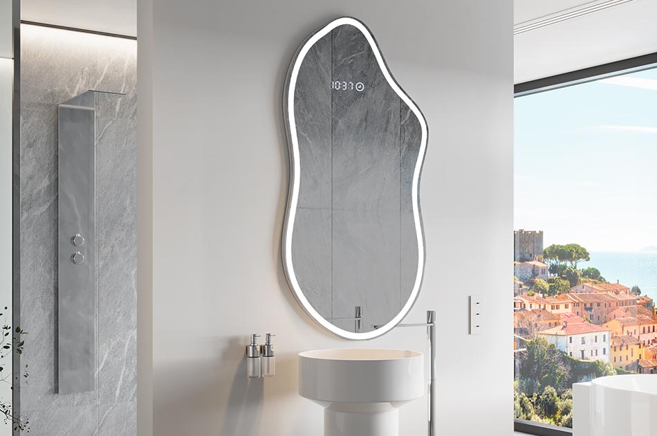 Καθρέφτης ακανόνιστου σχήματος με απαλό φωτισμό περιβάλλοντος για κομψούς εσωτερικούς χώρους | ARTFORMA