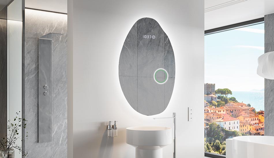 Καθρέφτης ακανόνιστου σχήματος με απαλό φωτισμό περιβάλλοντος για κομψούς εσωτερικούς χώρους | ARTFORMA