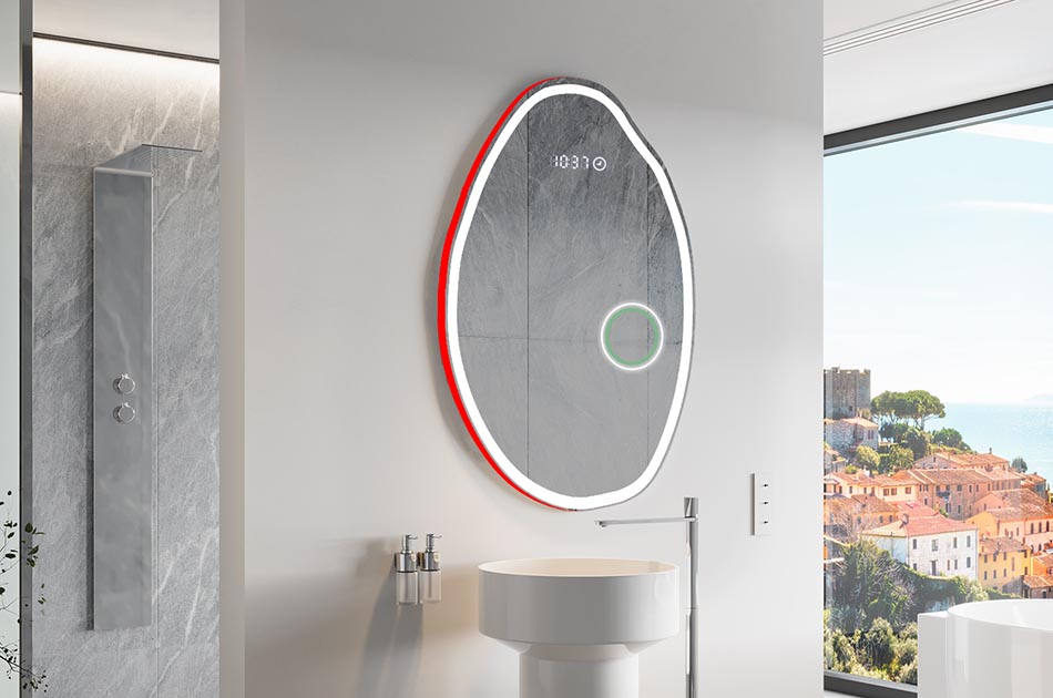 Καθρέφτης ακανόνιστου σχήματος με απαλό φωτισμό περιβάλλοντος για κομψούς εσωτερικούς χώρους | ARTFORMA