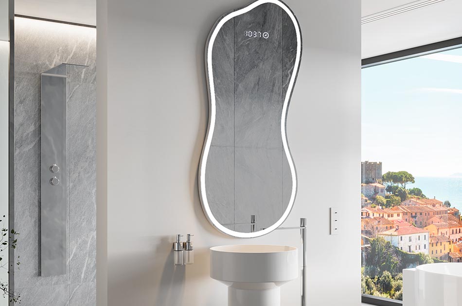 Καθρέφτης ακανόνιστου σχήματος με απαλό φωτισμό περιβάλλοντος για κομψούς εσωτερικούς χώρους | ARTFORMA