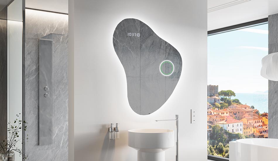 Καθρέφτης ακανόνιστου σχήματος με απαλό φωτισμό περιβάλλοντος για κομψούς εσωτερικούς χώρους | ARTFORMA