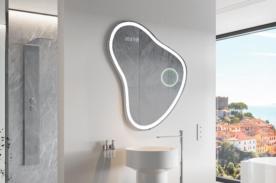 Καθρέφτης ακανόνιστου σχήματος με απαλό φωτισμό περιβάλλοντος για κομψούς εσωτερικούς χώρους | ARTFORMA