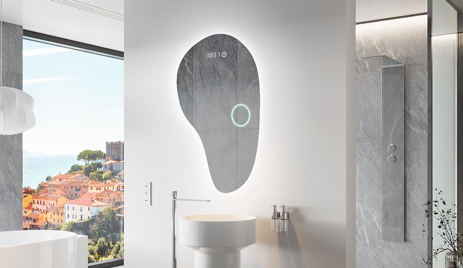 Καθρέφτης ακανόνιστου σχήματος με απαλό φωτισμό περιβάλλοντος για κομψούς εσωτερικούς χώρους | ARTFORMA