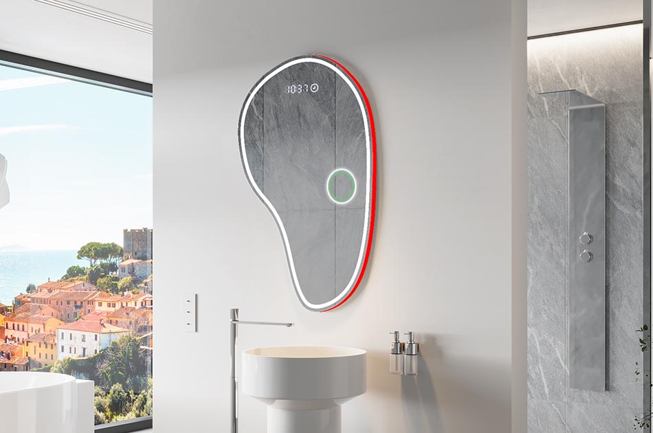 Καθρέφτης ακανόνιστου σχήματος με απαλό φωτισμό περιβάλλοντος για κομψούς εσωτερικούς χώρους | ARTFORMA