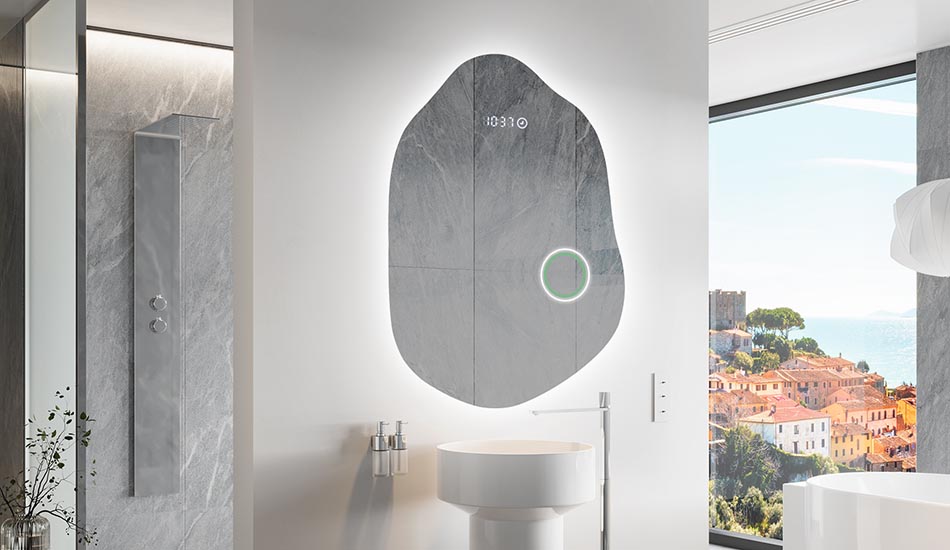 Καθρέφτης ακανόνιστου σχήματος με απαλό φωτισμό περιβάλλοντος για κομψούς εσωτερικούς χώρους | ARTFORMA