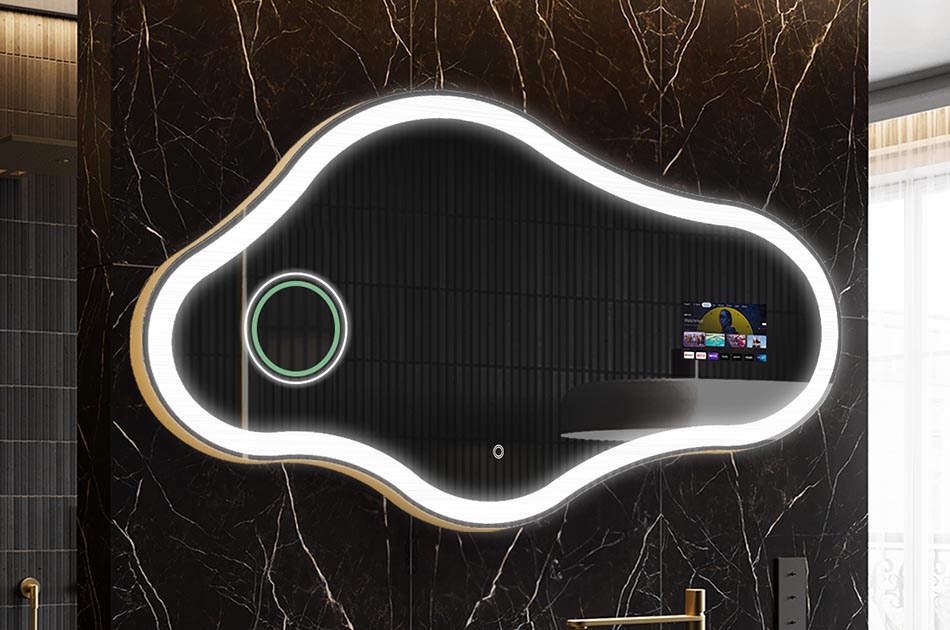 Ακανόνιστος καθρέφτης LED με οθόνη καιρού και οθόνη αφής | ARTFORMA