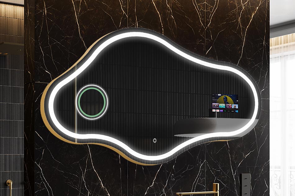 Ακανόνιστος καθρέφτης LED με οθόνη καιρού και οθόνη αφής | ARTFORMA