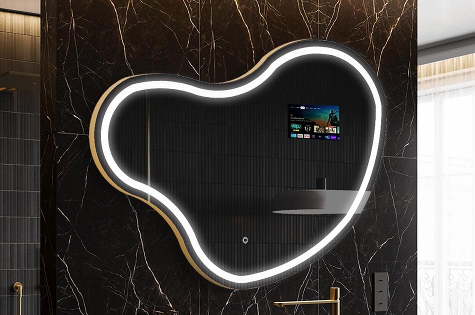 Ακανόνιστος καθρέφτης LED με οθόνη καιρού και οθόνη αφής | ARTFORMA