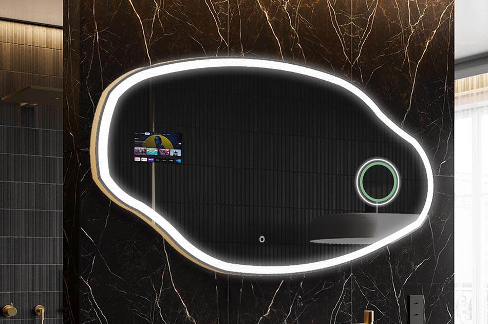 Ακανόνιστος καθρέφτης LED με οθόνη καιρού και οθόνη αφής | ARTFORMA