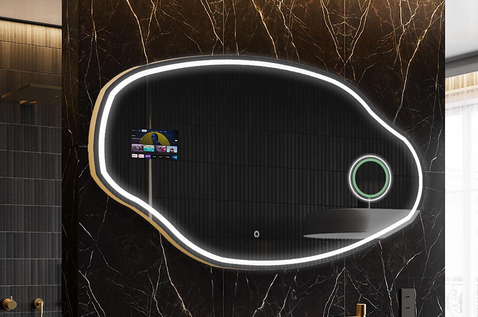 Ακανόνιστος καθρέφτης LED με οθόνη καιρού και οθόνη αφής | ARTFORMA