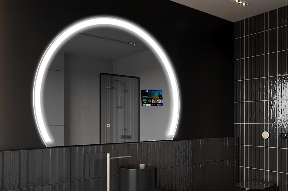 Ακανόνιστος καθρέφτης LED με οθόνη καιρού και οθόνη αφής | ARTFORMA