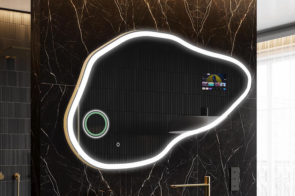 Ακανόνιστος καθρέφτης LED με οθόνη καιρού και οθόνη αφής | ARTFORMA