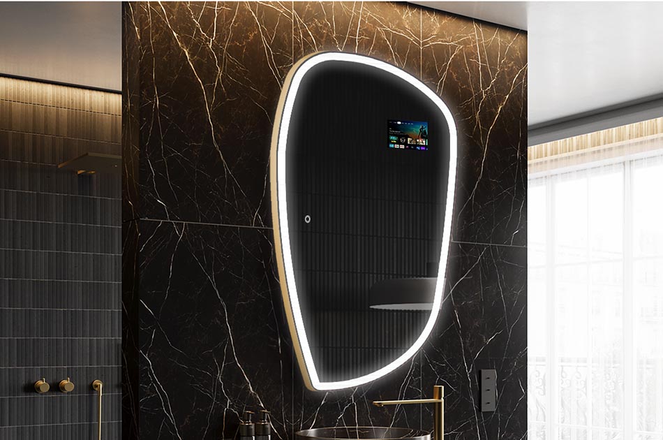 Ακανόνιστος καθρέφτης LED με οθόνη καιρού και οθόνη αφής | ARTFORMA