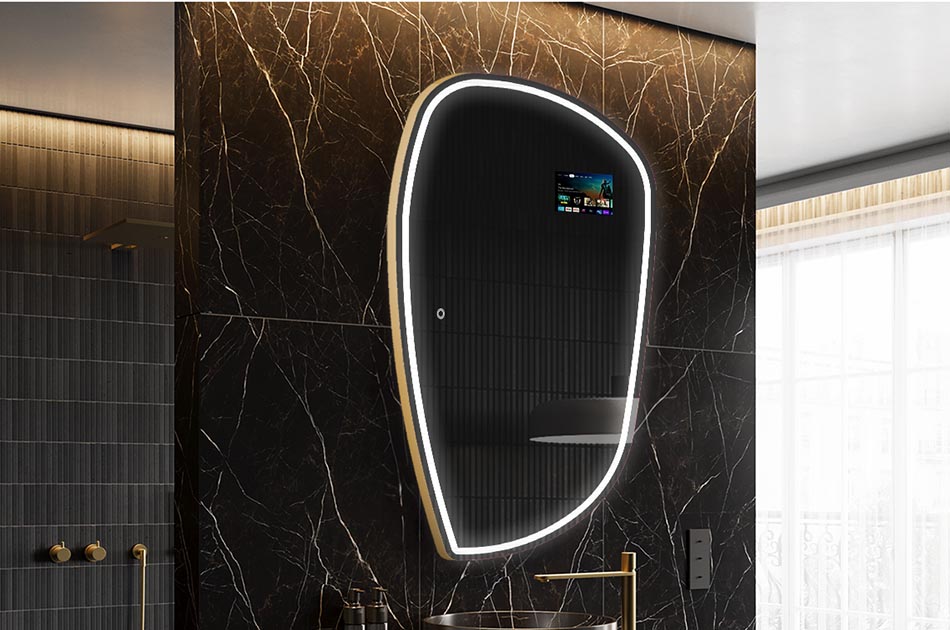 Ακανόνιστος καθρέφτης LED με οθόνη καιρού και οθόνη αφής | ARTFORMA