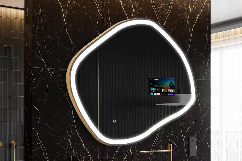Ακανόνιστος καθρέφτης LED με οθόνη καιρού και οθόνη αφής | ARTFORMA