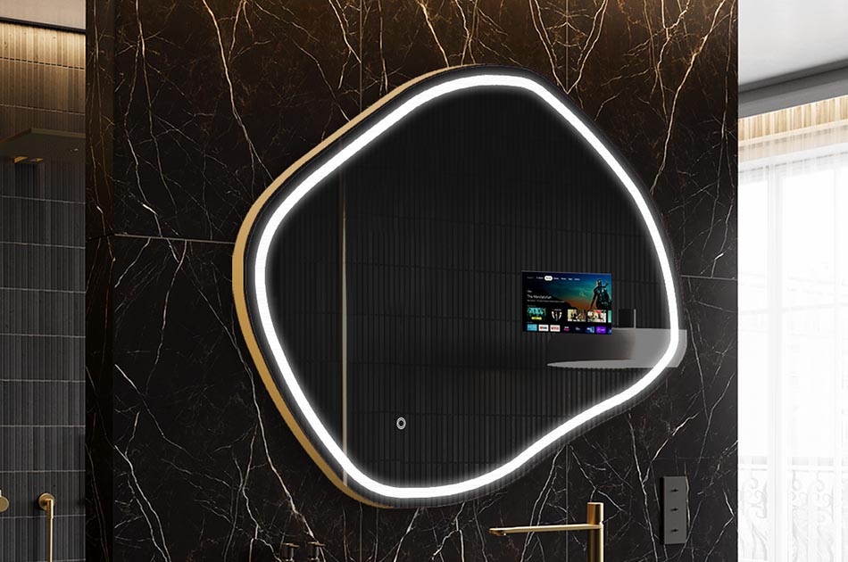 Ακανόνιστος καθρέφτης LED με οθόνη καιρού και οθόνη αφής | ARTFORMA