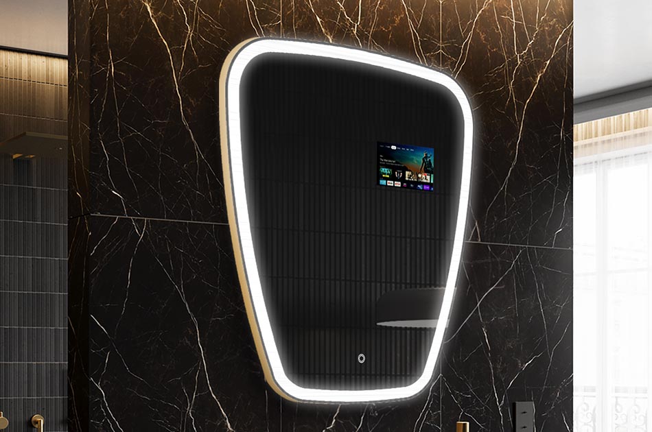 Ακανόνιστος καθρέφτης LED με οθόνη καιρού και οθόνη αφής | ARTFORMA