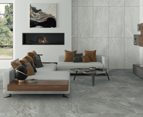 Γυαλισμένο πλακάκι δαπέδου 60x120 εκ., ανοιχτό γκρι, ματ, διορθωμένο, A4H125, Materia Pearl