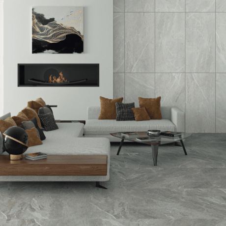 Γυαλισμένο πλακάκι δαπέδου 60x120 εκ., ανοιχτό γκρι, ματ, διορθωμένο, A4H125, Materia Pearl #1