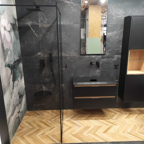 Γυαλισμένο πλακάκι δαπέδου 60x120 εκ., μαύρο ματ, διορθωμένο, A4H85 Iroc Black #1