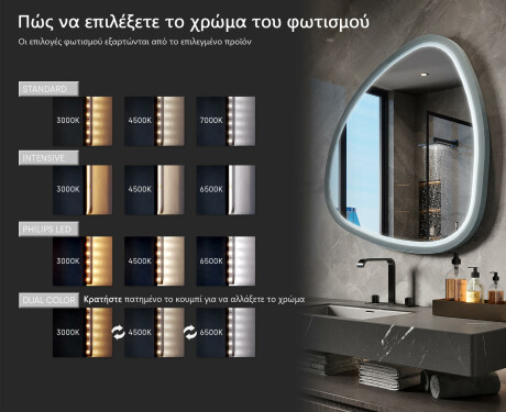 Ακανόνιστος LED καθρέφτης με λακαρισμένο πλαίσιο MDF υψηλής γυαλάδας L308 #5
