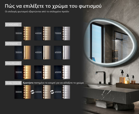 Ασύμμετρος LED καθρέφτης με λακαρισμένο πλαίσιο MDF L310 #5