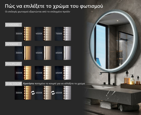 Στρογγυλός LED καθρέφτης με λακαρισμένη κορνίζα MDF L306 #5