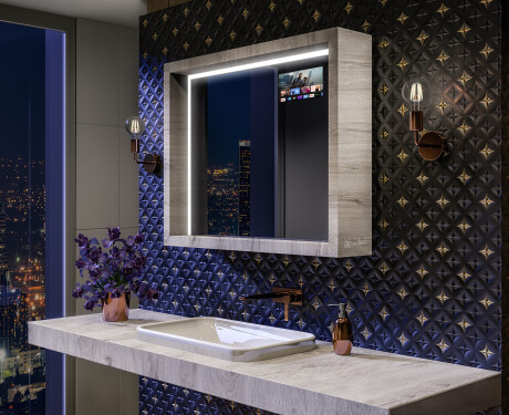 Φωτιζομενος Καθρεφτης Με Περιβλημα WoodenFrame LED