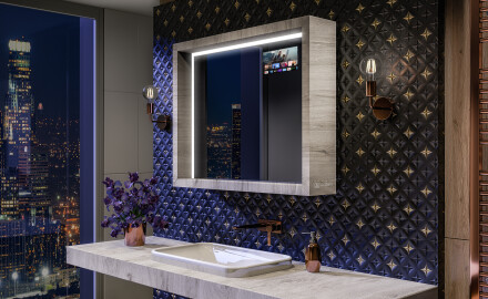 Φωτιζομενος Καθρεφτης Με Περιβλημα WoodenFrame LED