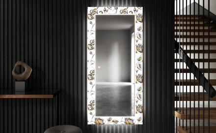 Φωτιζόμενος Διακοσμητικός Καθρέφτης LED Για Την Αίθουσα - Golden Flowers