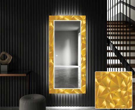 Φωτιζόμενος Διακοσμητικός Καθρέφτης LED Για Την Αίθουσα - Gold Triangles