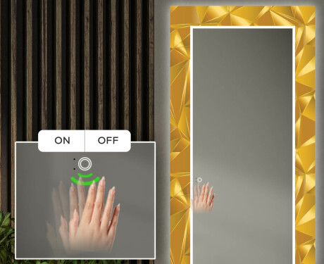 Φωτιζόμενος Διακοσμητικός Καθρέφτης LED Για Την Αίθουσα - Gold Triangles #5