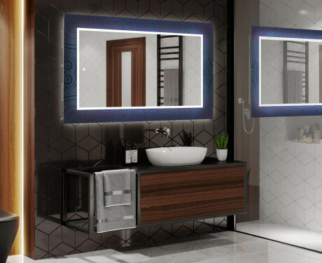 Φωτιζόμενος Διακοσμητικός Καθρέφτης Για Το Μπάνιο - Blue Drawing #2