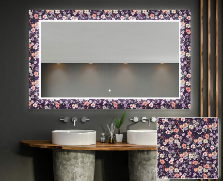 Φωτιζόμενος Διακοσμητικός Καθρέφτης Για Το Μπάνιο - Elegant Flowers #1