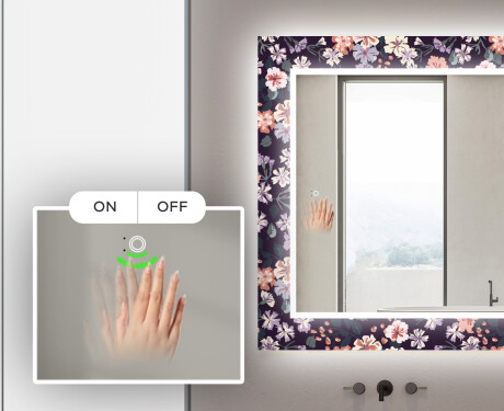 Φωτιζόμενος Διακοσμητικός Καθρέφτης Για Το Μπάνιο - Elegant Flowers #5