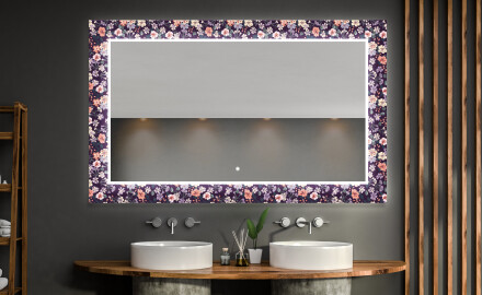 Φωτιζόμενος Διακοσμητικός Καθρέφτης Για Το Μπάνιο - Elegant Flowers