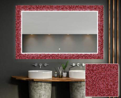 Φωτιζόμενος Διακοσμητικός Καθρέφτης Για Το Μπάνιο - Red Mosaic #1