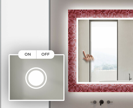 Φωτιζόμενος Διακοσμητικός Καθρέφτης Για Το Μπάνιο - Red Mosaic #4