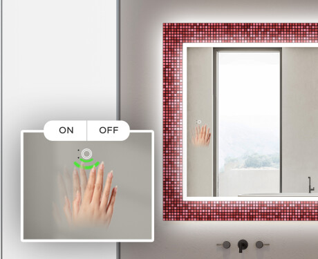 Φωτιζόμενος Διακοσμητικός Καθρέφτης Για Το Μπάνιο - Red Mosaic #5