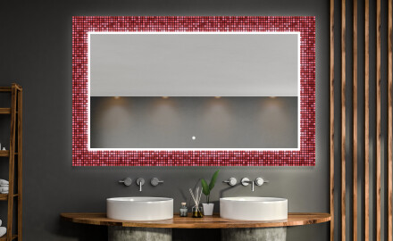 Φωτιζόμενος Διακοσμητικός Καθρέφτης Για Το Μπάνιο - Red Mosaic