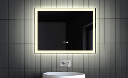 Καθρέφτης μπάνιου με φωτισμό LED L01 80x60 cm, Διακόπτης αφής, Θερμαινόμενο πατάκι
