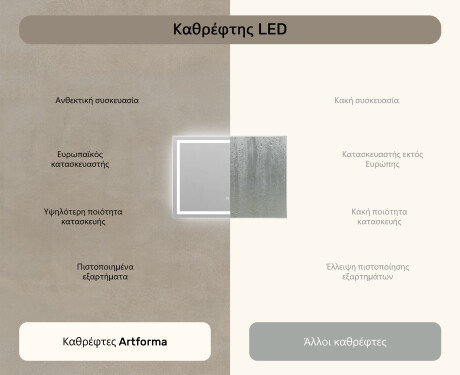 Φωτιζόμενος Καθρεπτης LED 70x50cm με Dual color, Διακόπτης αφής, Θερμαινόμενη μεμβράνη - L49 #7